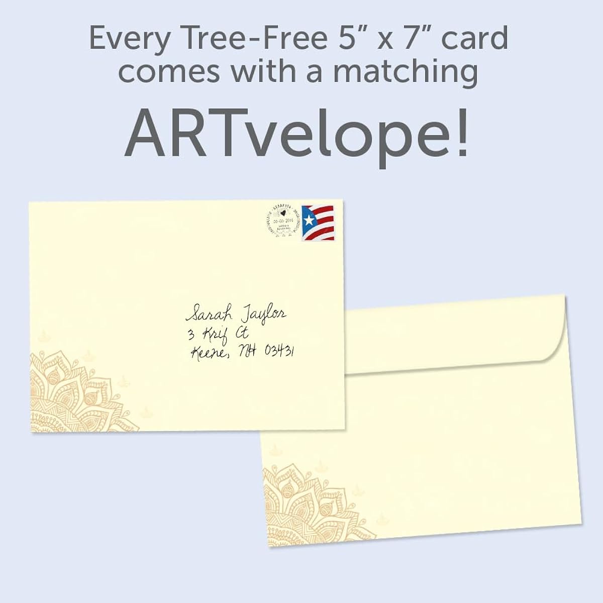 Tree-Free Greetings Diwali Cards 2 Pack Eco Friendly Made in the USA 100% Recycled Paper 5"x7" Happy and Bright Diwali (GT61506)