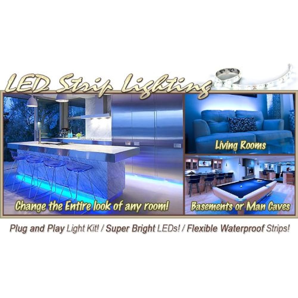 Biltek LK-SB-5M Blue On/Off Switch Control Kit (16.4ft 300 LED Light Smd3528 110V Plug)