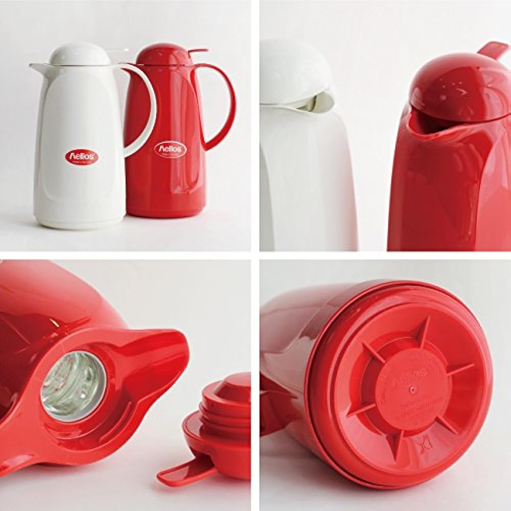 helios Helios Relax Push Glass Tabletop Thermos 1L (Red)