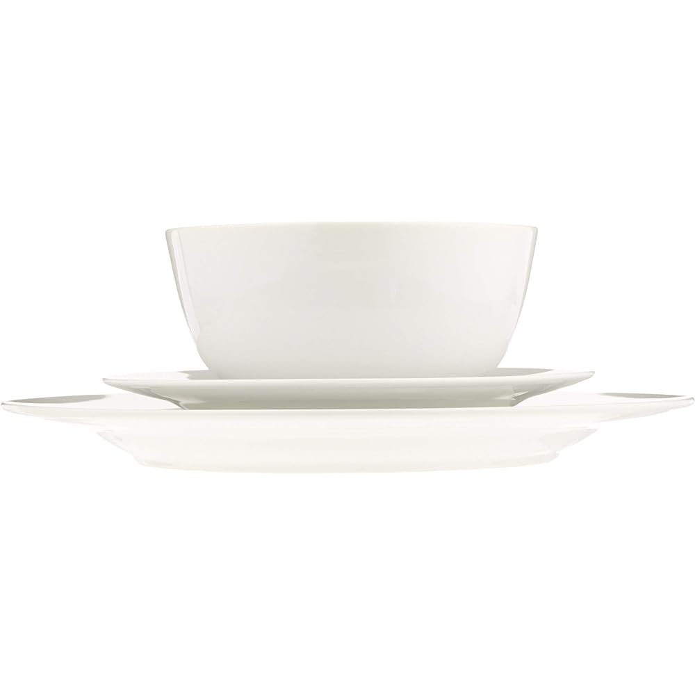 Tableware Set for Kitchen (Plates & Bowls for 6 People) White 18 Piece Set