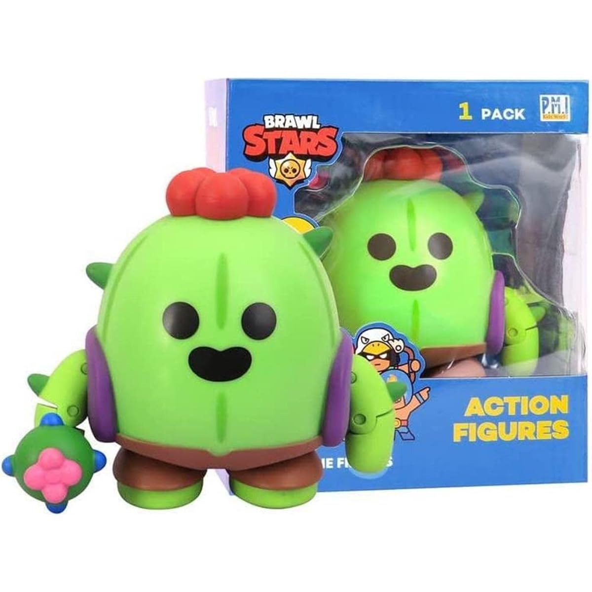 P.M.I. Brawl Stars Action Figures Spiked Cactus Figure 4.5" Tall Collectible Brawl Stars Toys Figures Officially Licensed Supercell Gifts for Video Gamers Articulated Figures