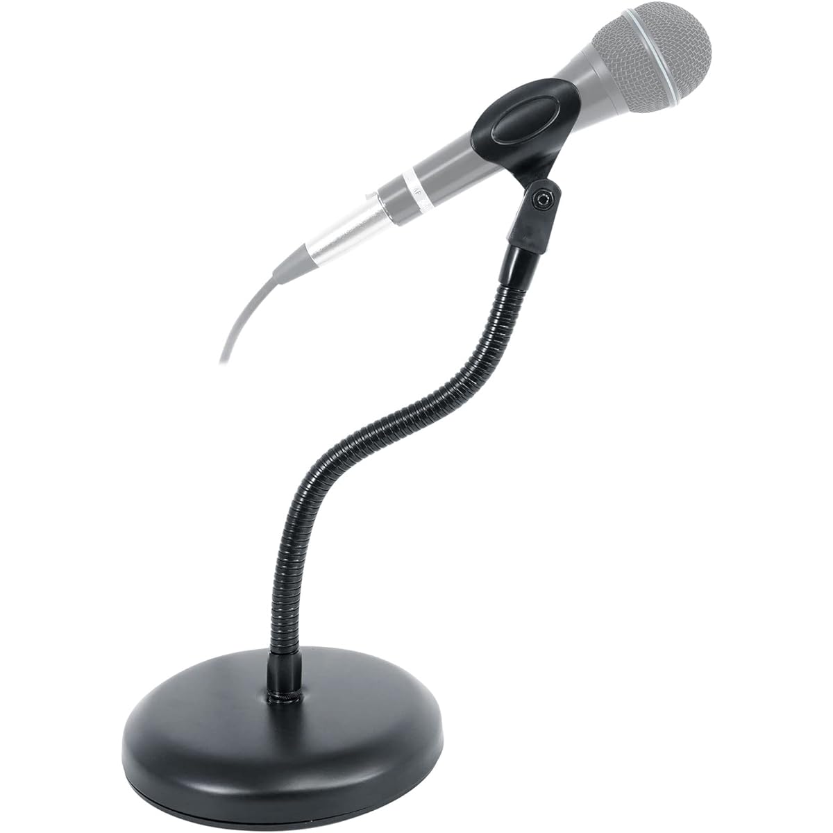 Rockville RDMS7 Desktop Microphone Stand with 11.8" Gooseneck + Weighted Base + Webcam Adapter
