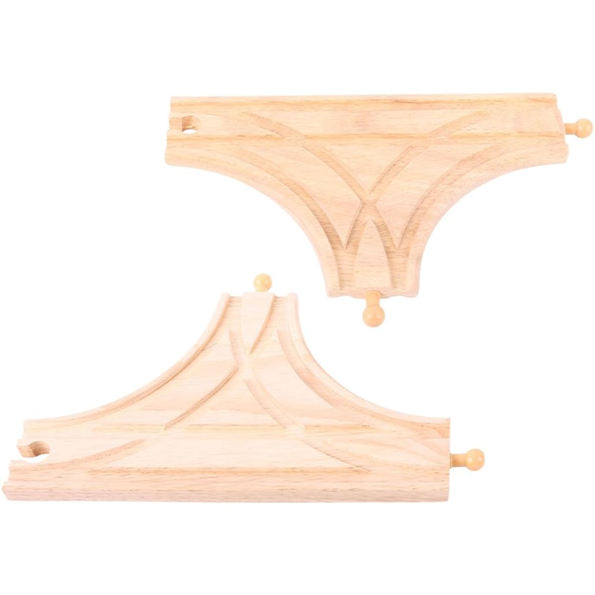 Bigjigs Rail T-Round Track (2 Pack) - Fits Many Other Brands of Wooden Rail Toys