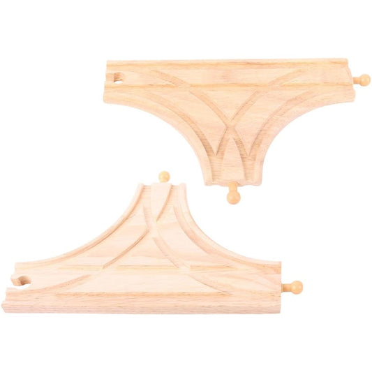 Bigjigs Rail T-Round Track (2 Pack) - Fits Many Other Brands of Wooden Rail Toys