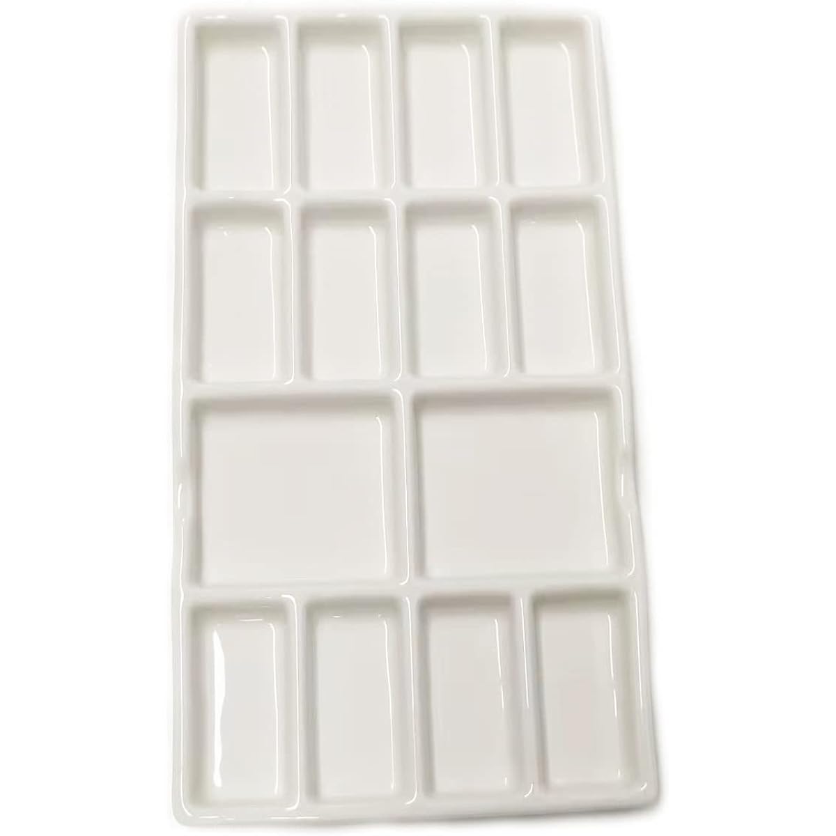 Gemerglity 14 Wells Ceramic Artist Paint Palette - 8 Inch Porcelain Watercolor Painting Palette Ceramic Mixing Tray for Painters