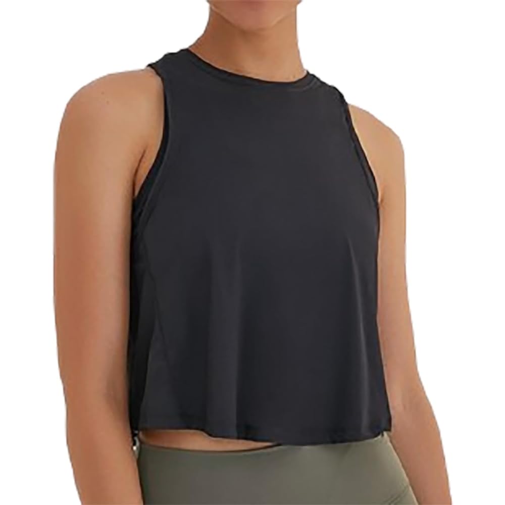 [and-L] Yoga Tank Top, Women's Sports Top, Yoga Wear, Quick Drying, Loose, Body Covering, Short Length, Sleeveless, Pleated