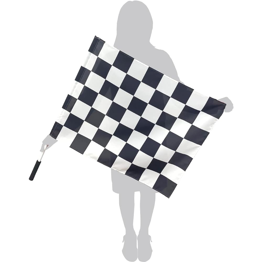 Checkered Flag Flag Cheer Height 60 x Width 78cm Comes with PVC pole Comes with urethane grip for easy swinging Lace