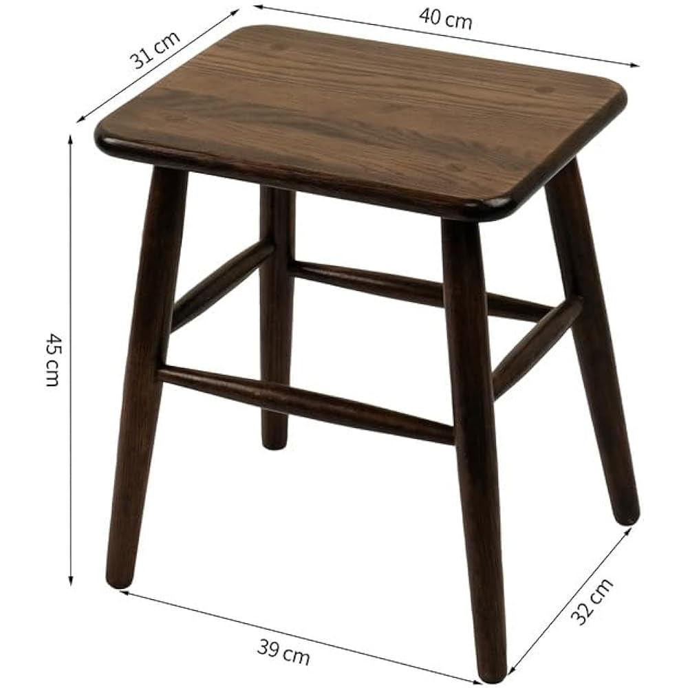 Cozeelife Stool Chair Wooden Set of 2 Natural Wood Stylish Scandinavian Finished Product Dining Stool Wood Width 31cm x Depth 40cm x Height 45cm Living Chair Entrance Stool Chair Solid Oak Wood Sturdy Load Capacity Wide Stool North American FAS Oak Walnu