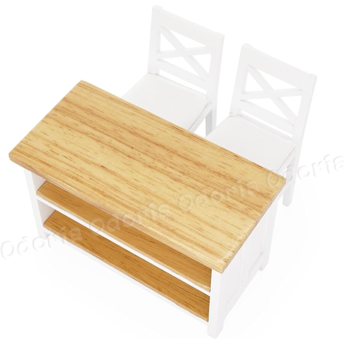 Odoria Miniature Dollhouse Dining Bar Table 2 Chairs - 1:12 Kitchen Island Furniture Accessories