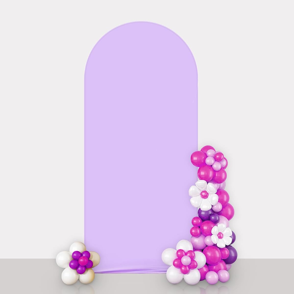 AIBIIN 2x6ft Purple Arch Wall Backdrop, Violet Round Top Backdrop Cover Solid Round Top Arch Frame Cover Double Sided Fit Backdrop Stand for Wedding Bridal Shower Bride Engagement Birthday Decoration