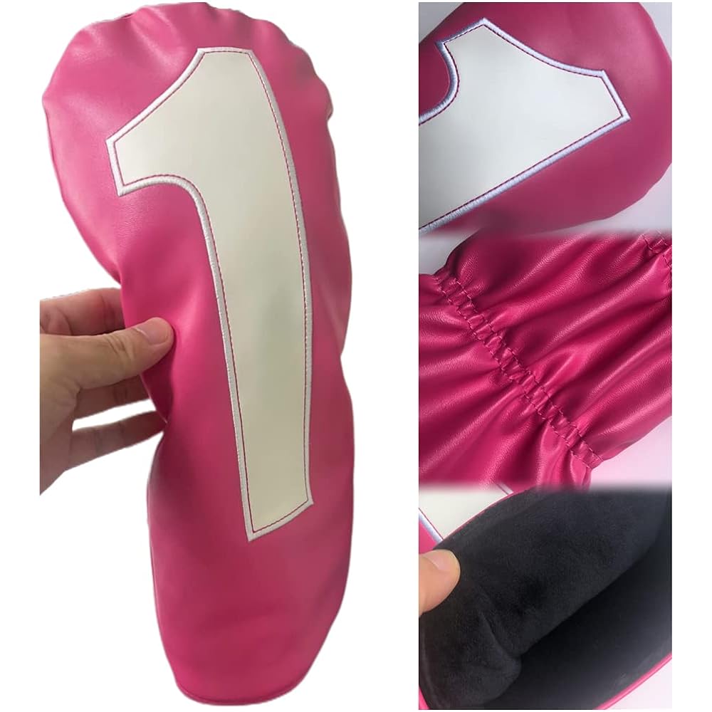 Sunbro Golf Shiny Pink Corfu Head Cover for Driver/Wood/Utility, Highly Conspicuous, High-grade PU Leather, Waterproof Specification