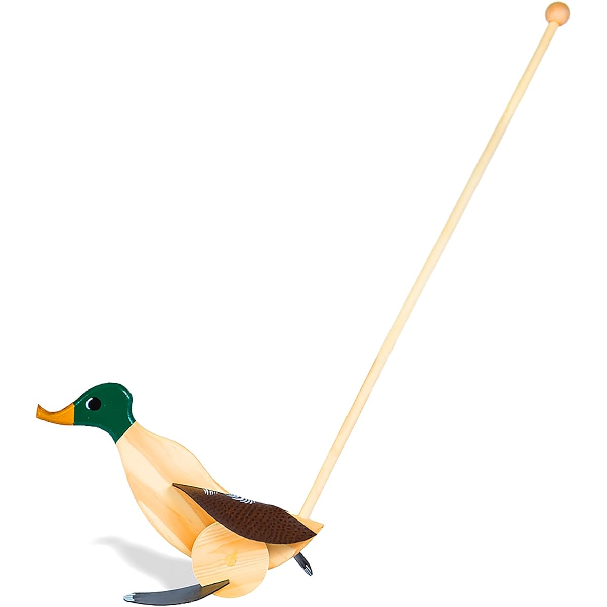Wooden Push Pull Activity Walking Toy Duck (Dark Green) - For children 18 months to 6 years
