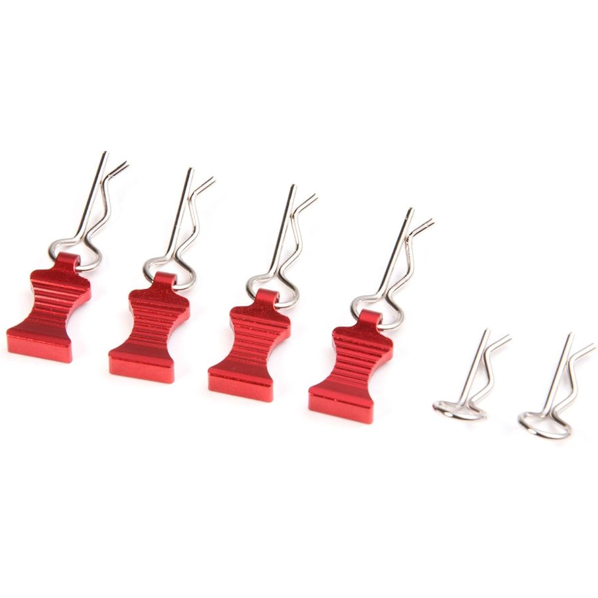 MOHERO Metal RC Body Clip Pins with Pull Tabs for 1/10 Axial SCX10 RC Model Crawler Car Pack of 6 (Red)