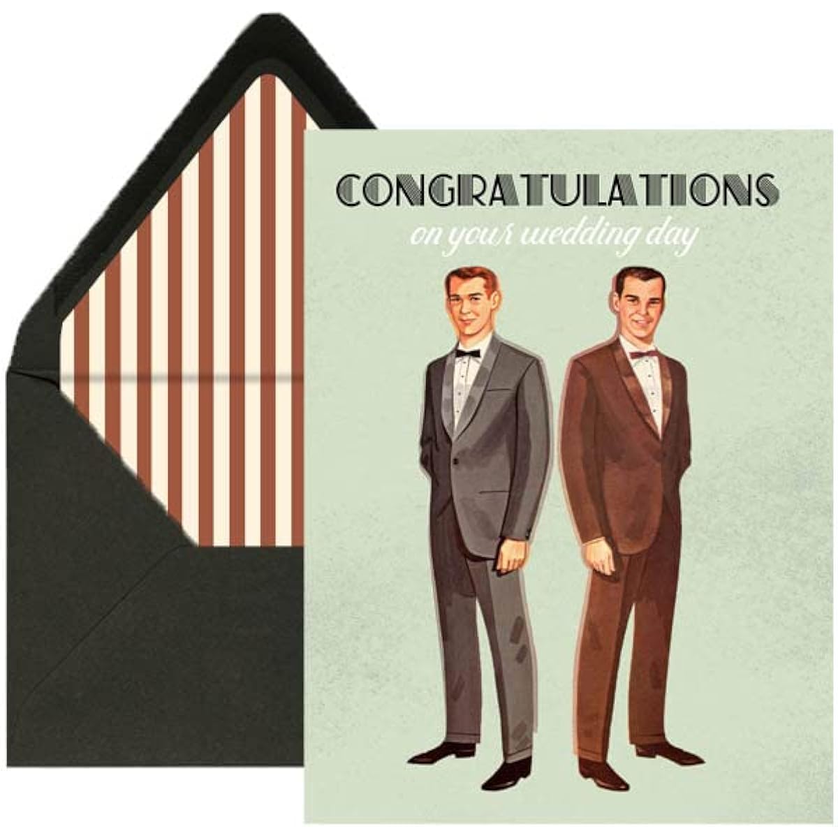 Vintage Grooms Wedding Card | Gay Wedding Card | Male Groom Congratulations Card MODLOUNGE Paper Company Cocktail Celebration Card