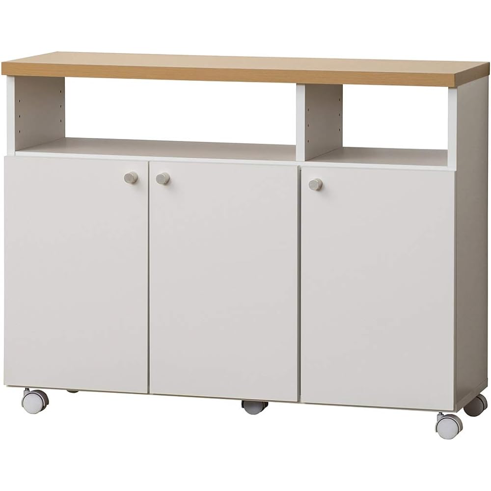 Kuroshio Kitchen Rack White Width 90cm Smart Wagon 90 KD with Casters Stylish Slim 040161