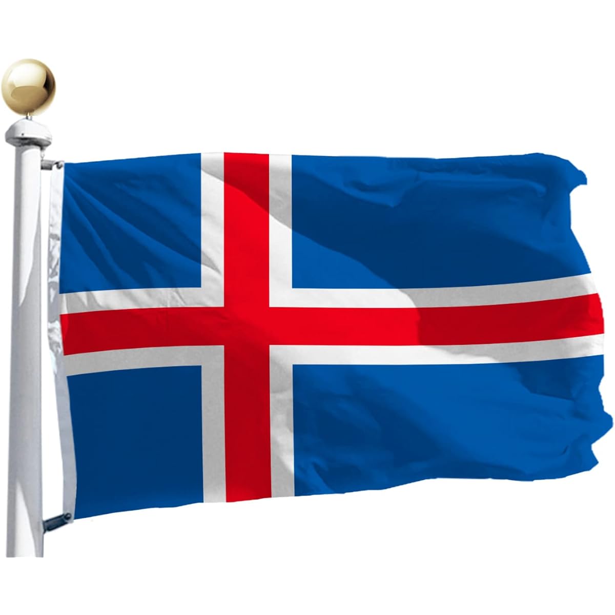 Iceland Flag Large 3x5ft Medium Outdoor 100D Polyester on Both Sides Canvas Header and Double Stitching Brass Grommets for Easy Display 3ft x 5ft Icelandic Flag