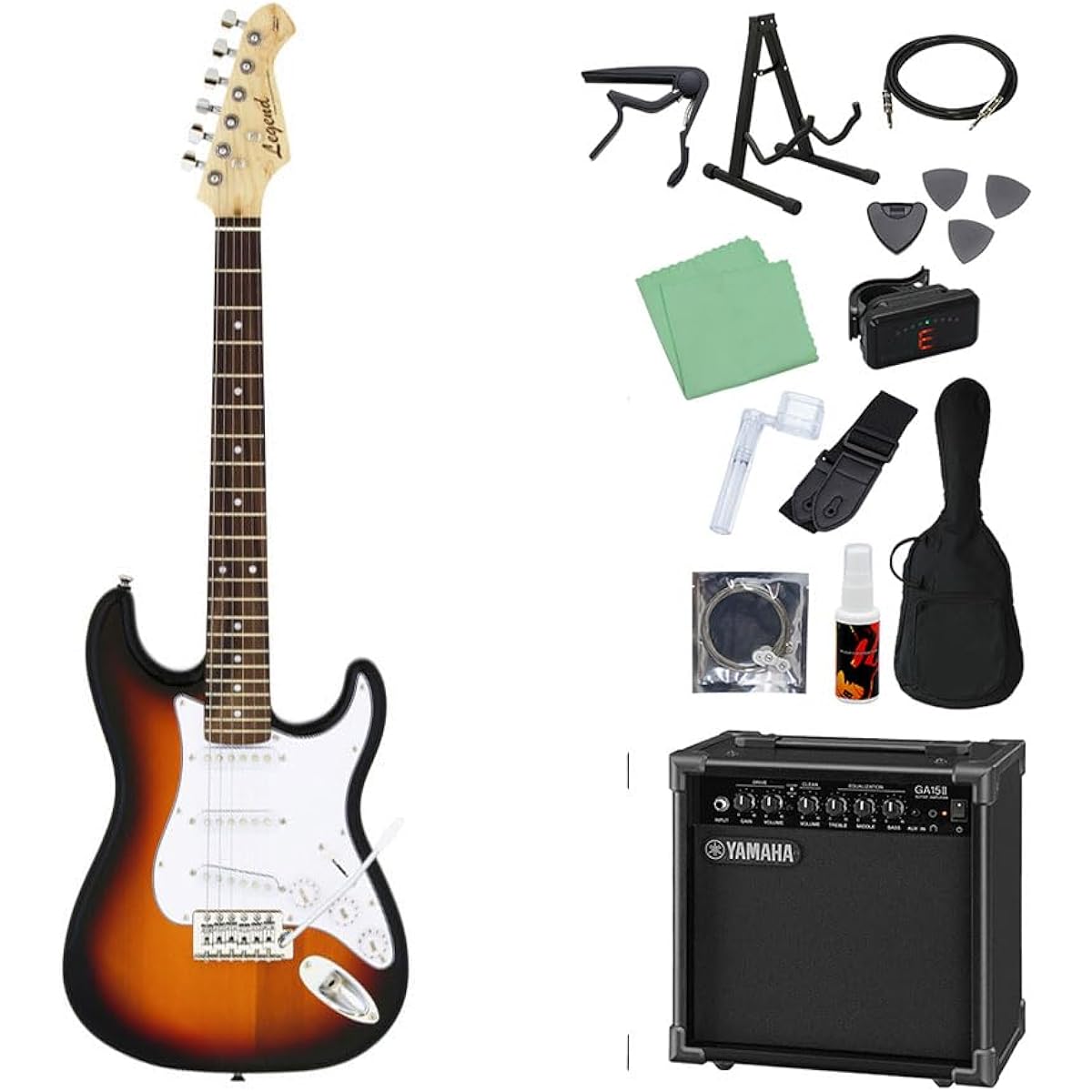 LEGEND LST-MINI 14-piece electric guitar beginner set [with GA15II] 3TS Stratocaster-type mini guitar Legend