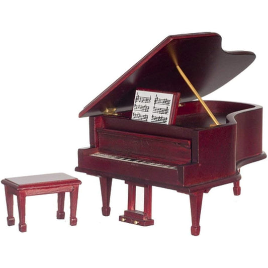 1:12 Scale Mahogany Piano with Bench #D4120