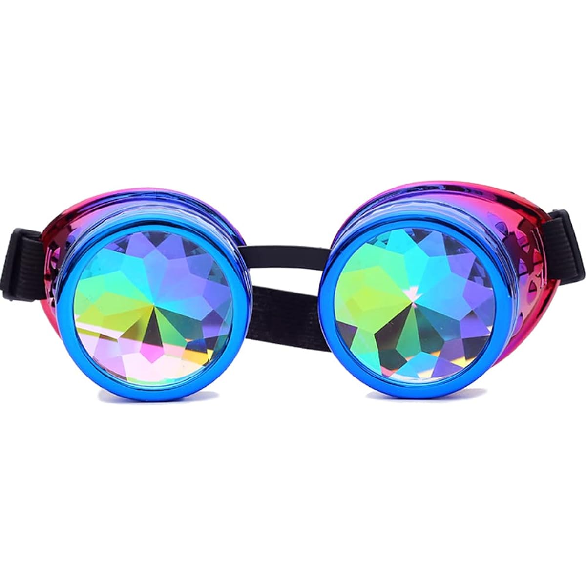 Hallwayee Steampunk Kaleidoscope Goggles Retro Rave Rainbow Crystal Lens Glasses Cosplay Festival Accessories
