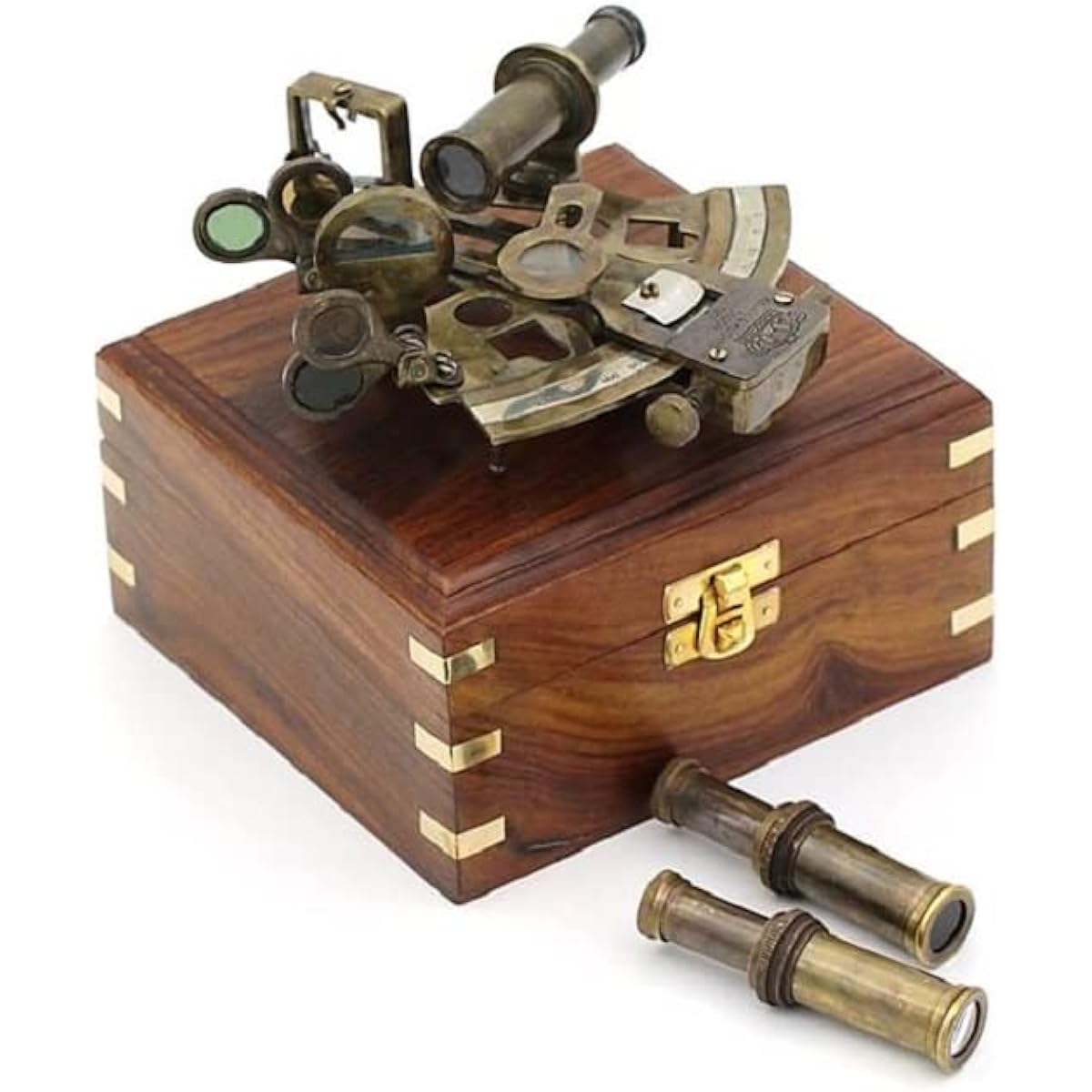 Solid Brass Sextant With Two Extra Sighting Telescope-Marine Gift-Astrolabe
