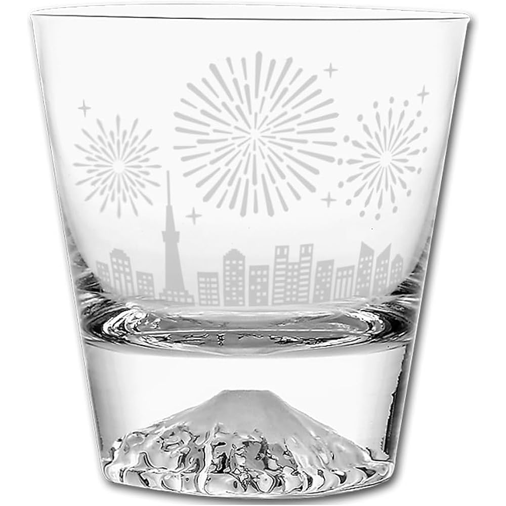 Tajima Glass Mt. Fuji Glass [Four Season Fireworks - Summer] Rocks Glass Souvenir Grand Prix Edo Glass Kiriko Whiskey Glass Rocks Glass Beer Sake Foreign Souvenir Celebration Gift Present MADE IN JAPAN Genuine TG23-015FWCY