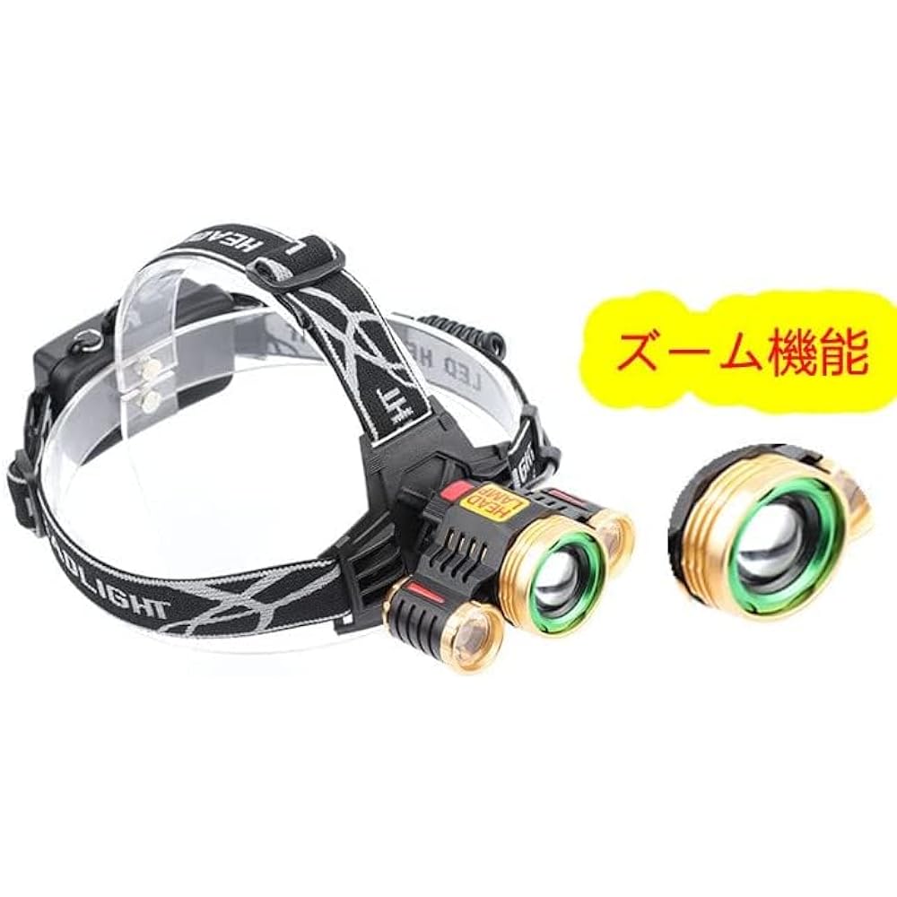 Set of 2 Headlights, USB Rechargeable, Bright, Amount, Waterproof, Illumination Angle Adjustment, Remaining Level Indicator Function, Ideal for Headlights, Mountaineering, Camping, Walks, Night