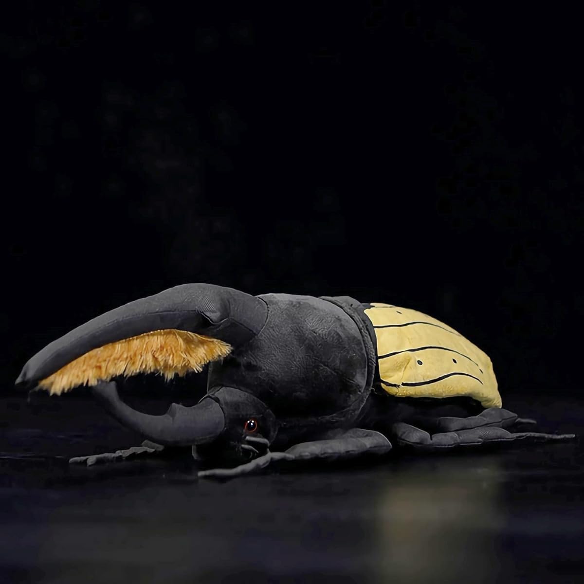 Nohito 9.8" Realistic Insect Plush Toy Soft Stuffed Animal Simulation Bug Pillow Horned Hercules Beetle Isopod Toy Doll (9.8" Black & Yellow)