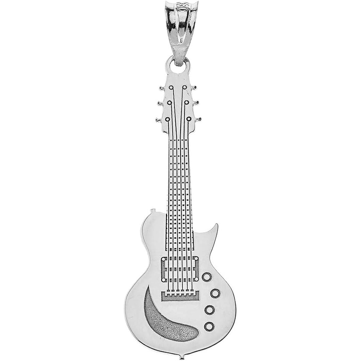 Guitar Charm Silver Personalized Musical Instrument Electric Guitar Pendant with Name