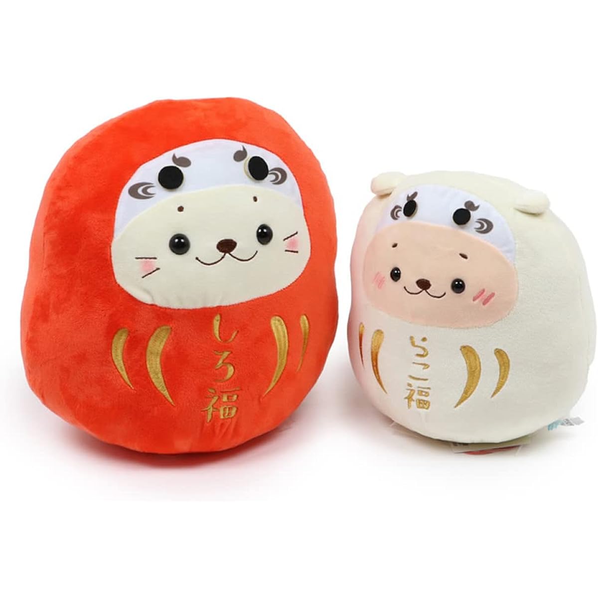 Shirotan sitting red daruma "Shirofuku" white daruma "Rakofuku" stuffed toy set of 2 Mother Garden