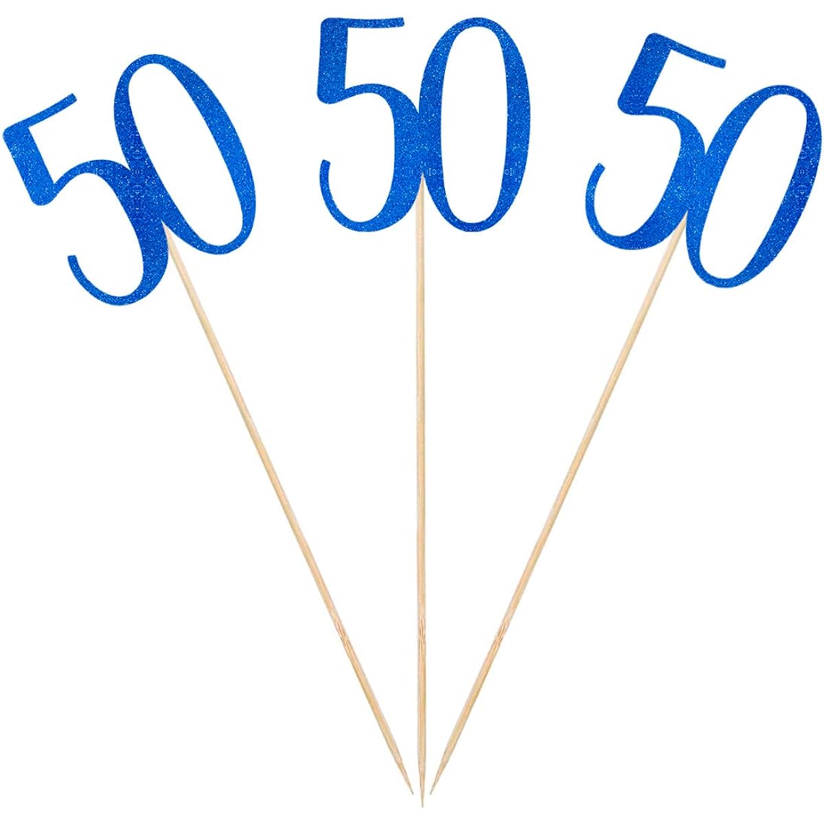 Blue Glitter 50th Birthday Centerpiece Sticks 12 Pack Number 50 Table Topper Anniversary Party Decorations