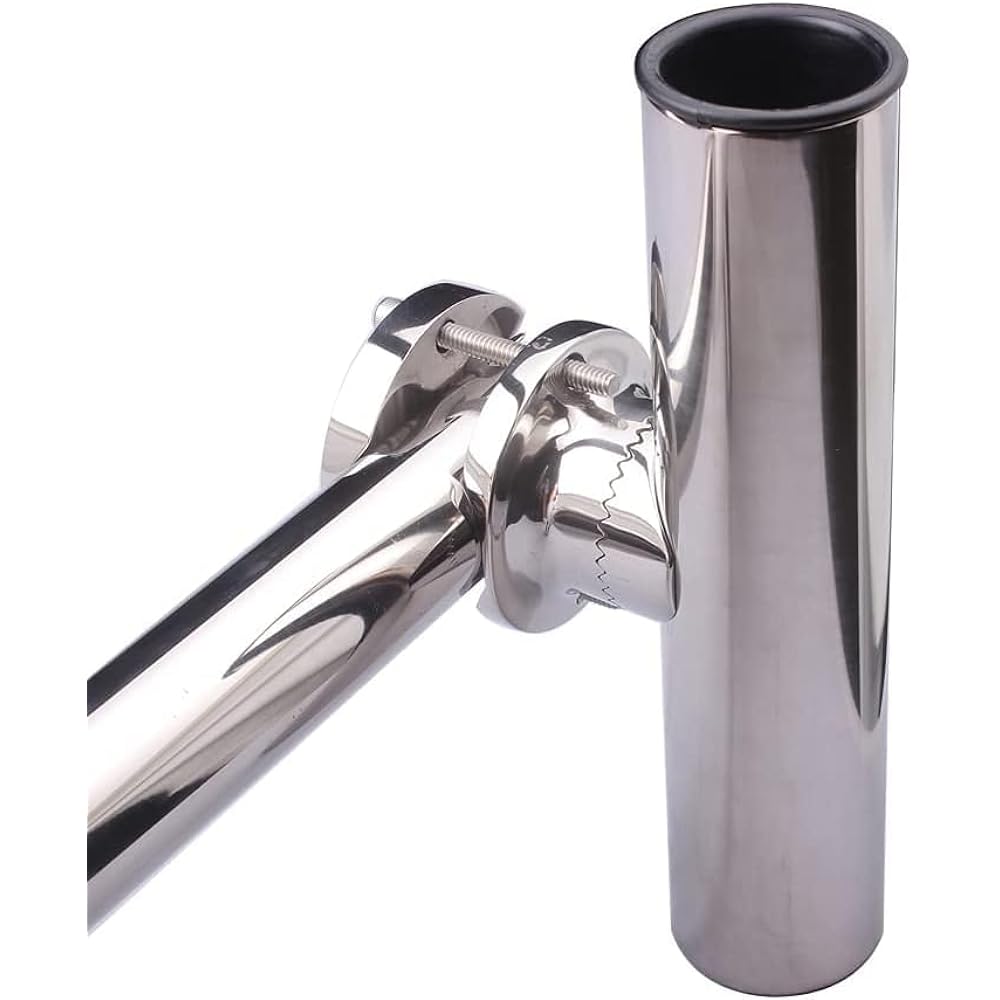 Amarine-made 1 Stainless Steel Rod Holder, Boat Rod Holder, Clamp-on Rod Holder, Adjustable Angle, Hex Wrench Included