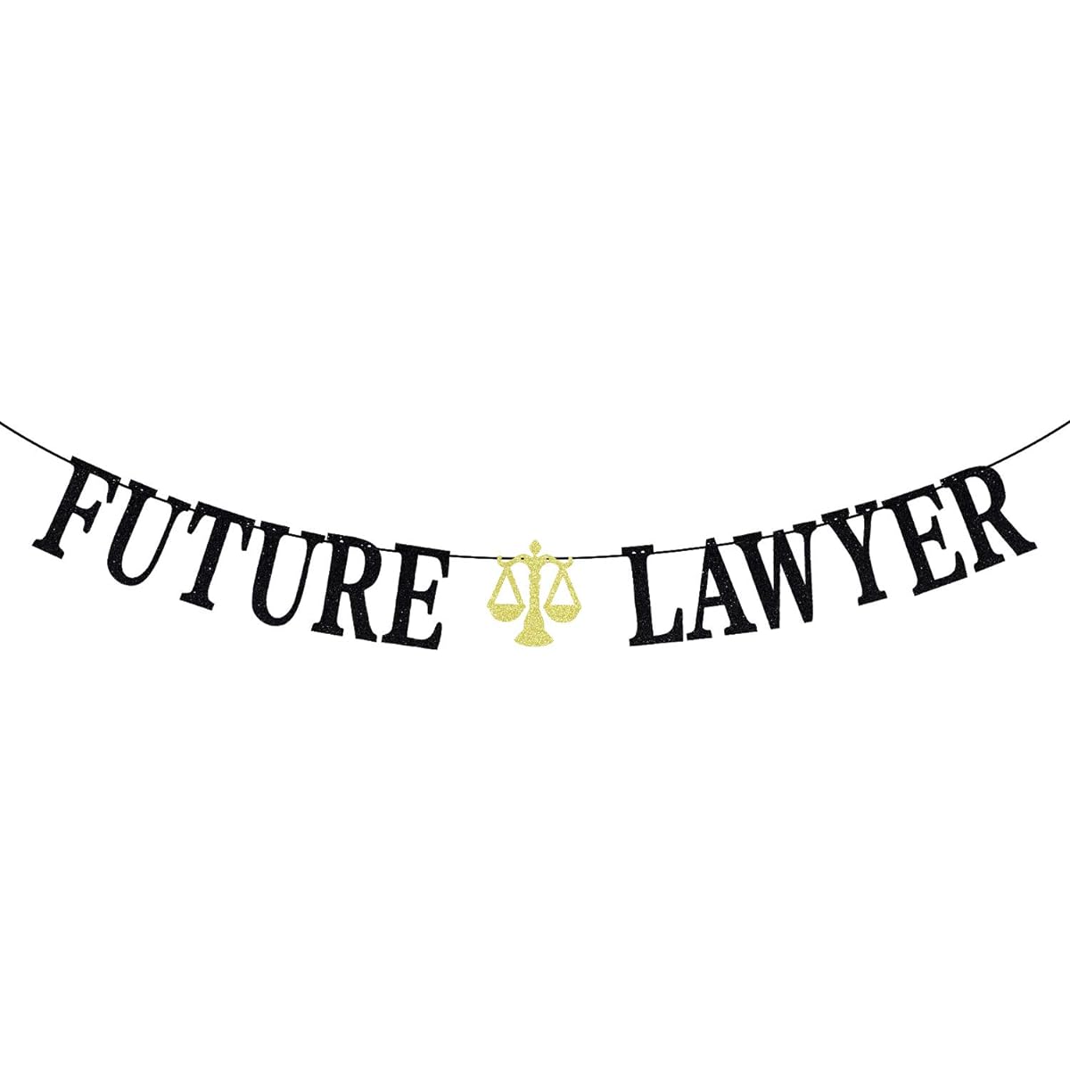 Black Glitter Future Lawyer Banner - Congrats Lawyer Graduation Bunting Sign - Law School Graduation Party Decorations Supplies - Graduation Party Backdrop