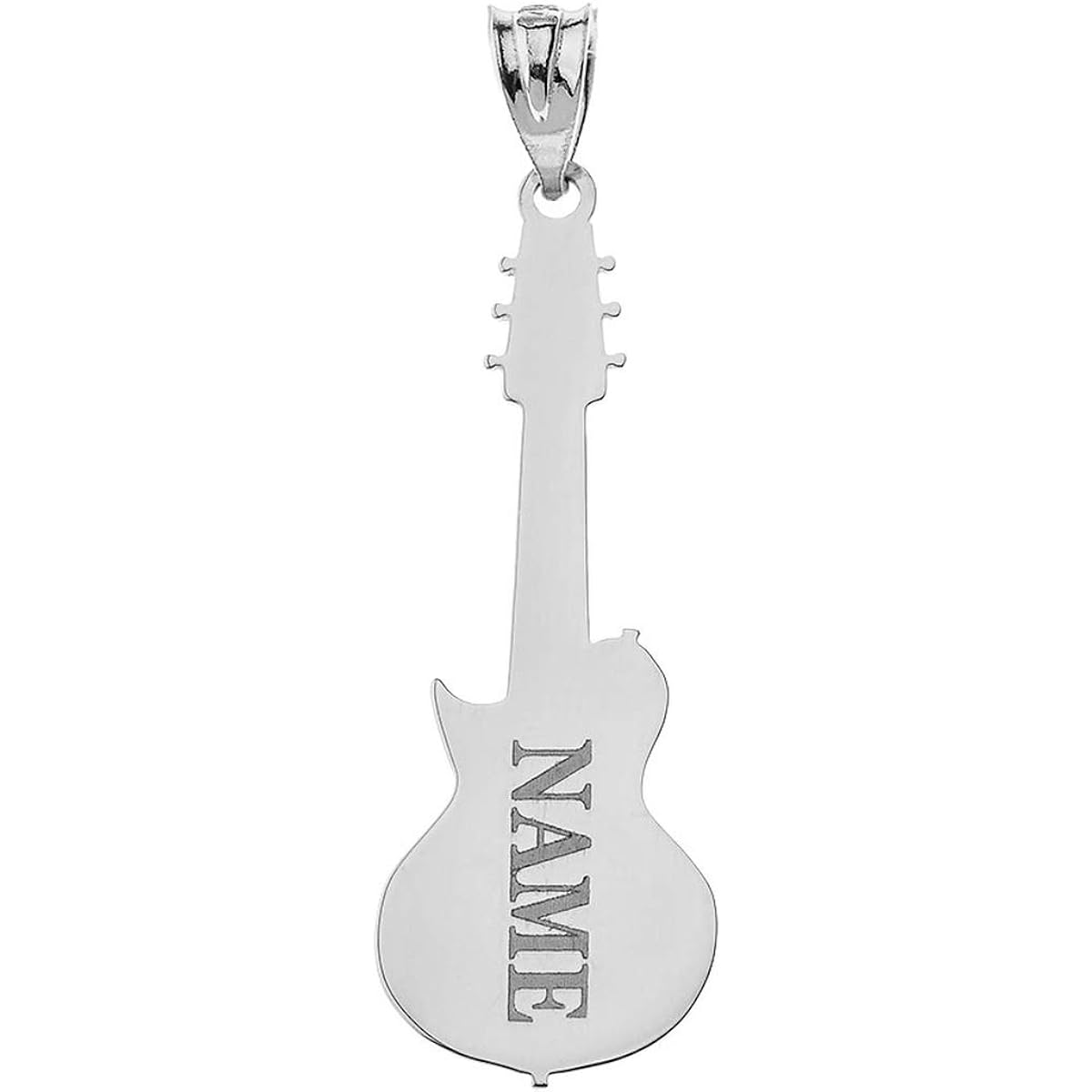 Guitar Charm Silver Personalized Musical Instrument Electric Guitar Pendant with Name