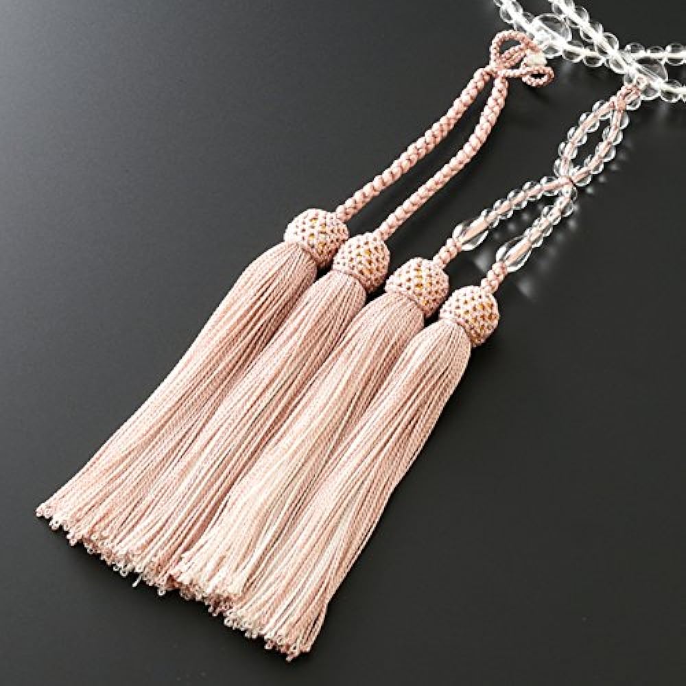 Kyoto Buddhist Altar Hayashi Prayer Beads Jodo Shinshu Eight Size Genuine Crystal Two-Color Bunch (Grey Cherry White) (For Women) Official Ceremony [Bead Bag Set] SW-073 Kyoto Prayer Beads