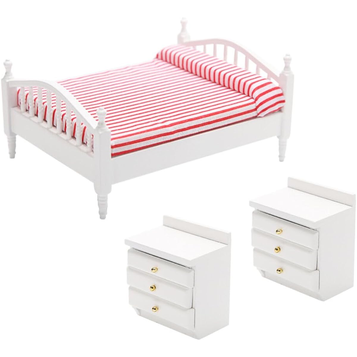 Totority Wooden Dollhouse Bed Dollhouse Furniture Miniature Dollhouse Tabletop Accessories Dollhouse Furniture 1:12 Mini Furniture