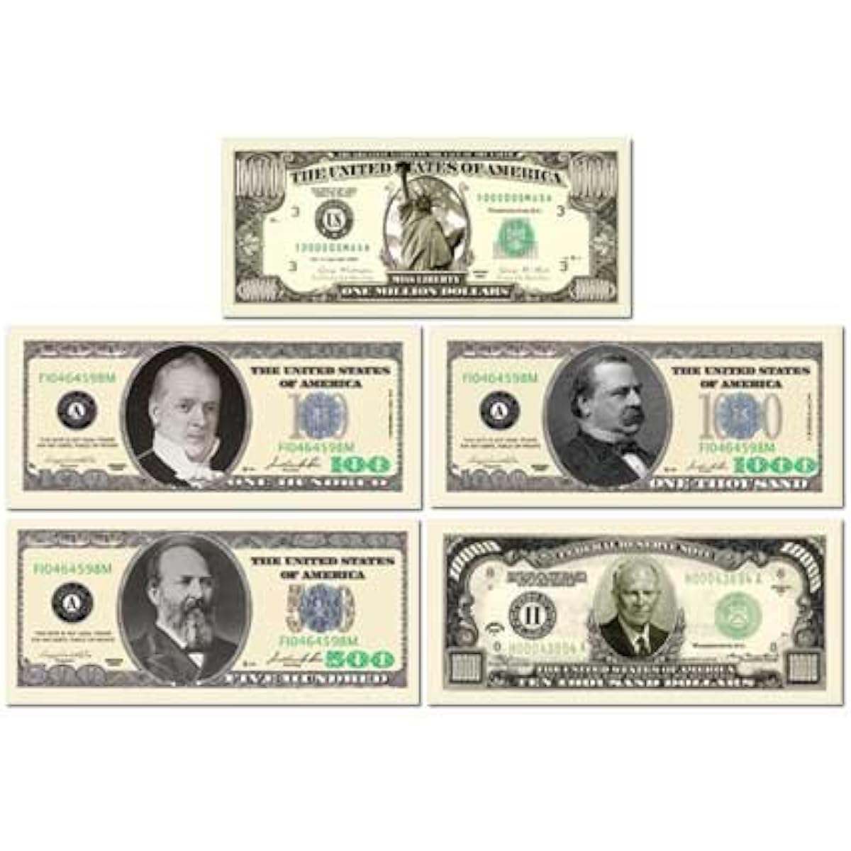 American Art Classics Casino Night Party Package - Includes $100, $500.00, $1000.00, $10,000.00, $50,00 and $100,00 bills.