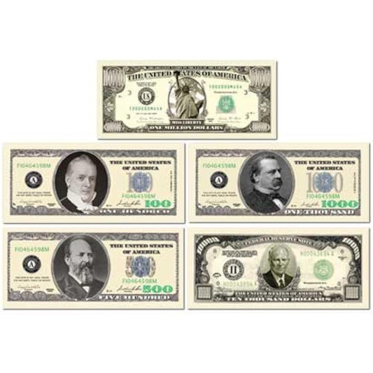 American Art Classics Casino Night Party Package - Includes $100, $500.00, $1000.00, $10,000.00, $50,00 and $100,00 bills.
