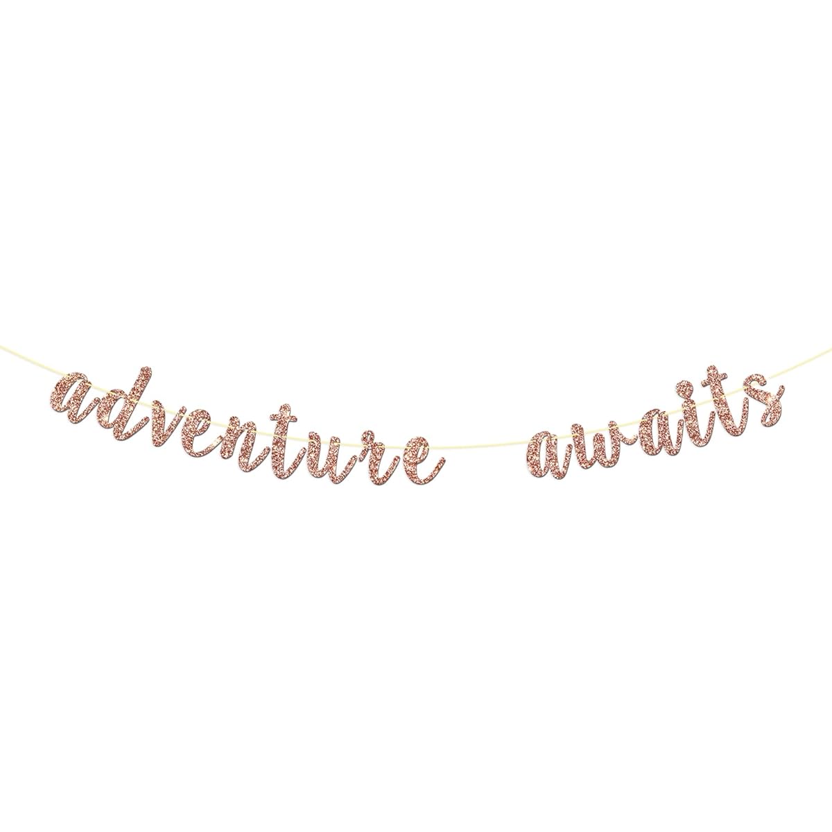 Adventure Awaits Banner Moving/Graduation/Retirement/Going Away Party Supplies Decorative Sign (Rose Gold)