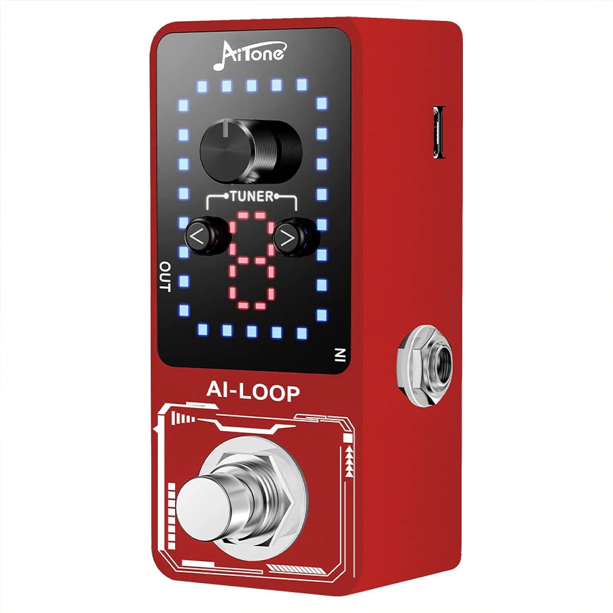 Guitar Looper Pedal with Tuner, 9 Loops, Effect Pedal with USB Cable, for Electric Guitar, Bass, Recording Time: 40 Minutes