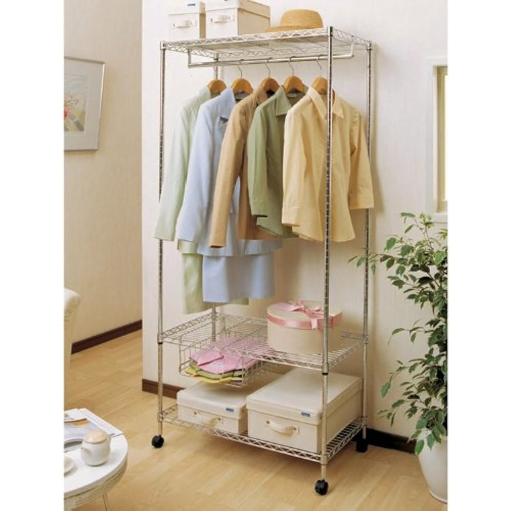 IRIS OHYAMA Rack Metal Rack Wardrobe with Casters Hanger Rack Clothes Hanging Rust Resistant Pole Diameter 19mm Width 80 x Depth 45 x Height 174.5cm Steel Rack Rust Resistant MTO-WR80