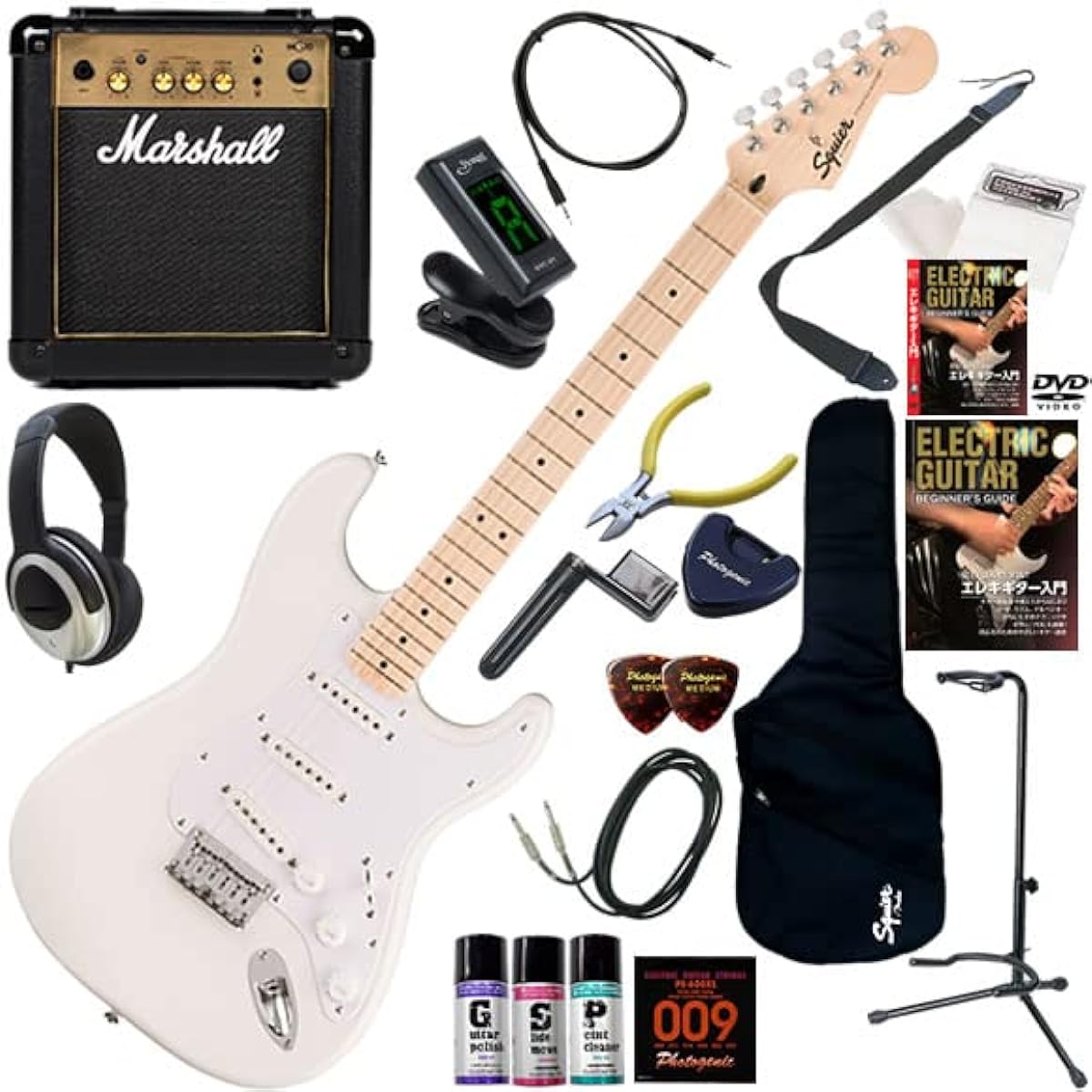 Squier electric guitar beginner's non-tremolo model 20-piece set including the simple yet powerful sounding Marshall MG10 Sonic Stratocaster HT/TOR (Torino Red)