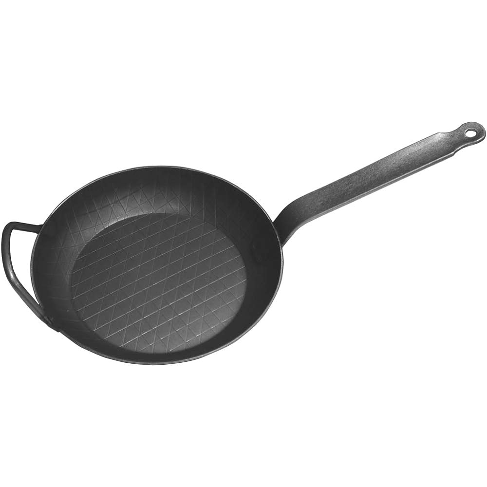 turk iron frying pan (for roasting) (28cm deep with support grip) black