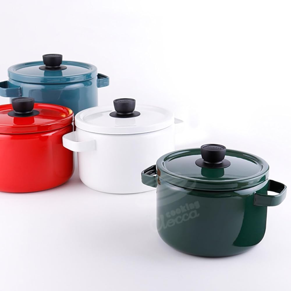 Fuji Enamel Deep Casserole 22cm Solid Green IH Compatible Deep Casserole SD22DW.CG