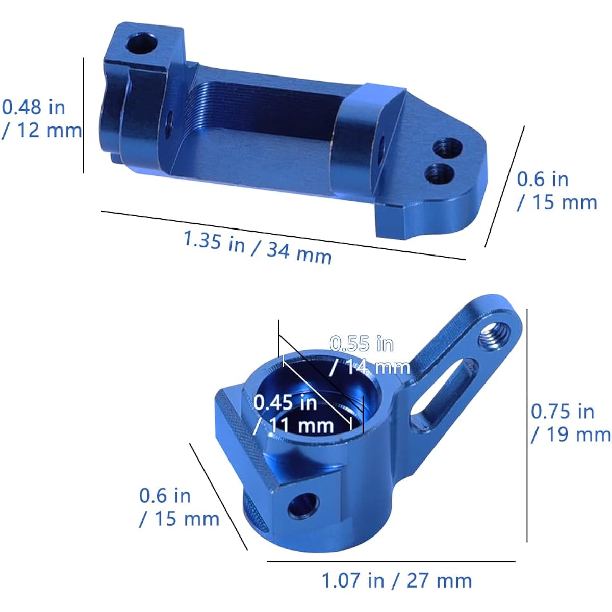 WEISHUJI Caster Block RC Alloy Caster Block Steering Block for 1/10 Traxxas Slash 4x4 Upgrade Replacement 6832 6837 Hop-up (Navy Blue)