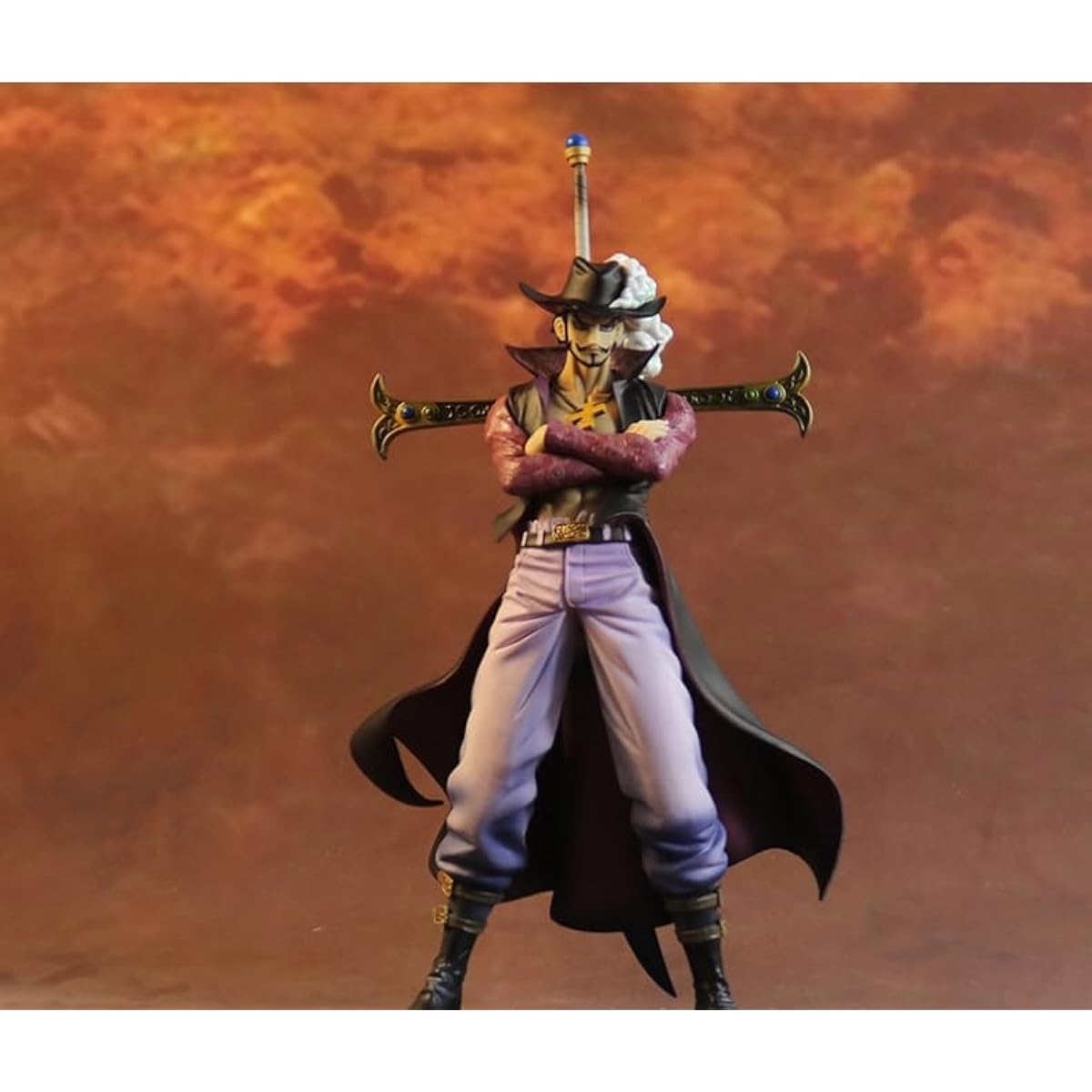 Szxc One Piece Animation Dracul Mihawk Model 9.4inch/24cm Exquisite Handicraft PVC Material Static Character Model Collection