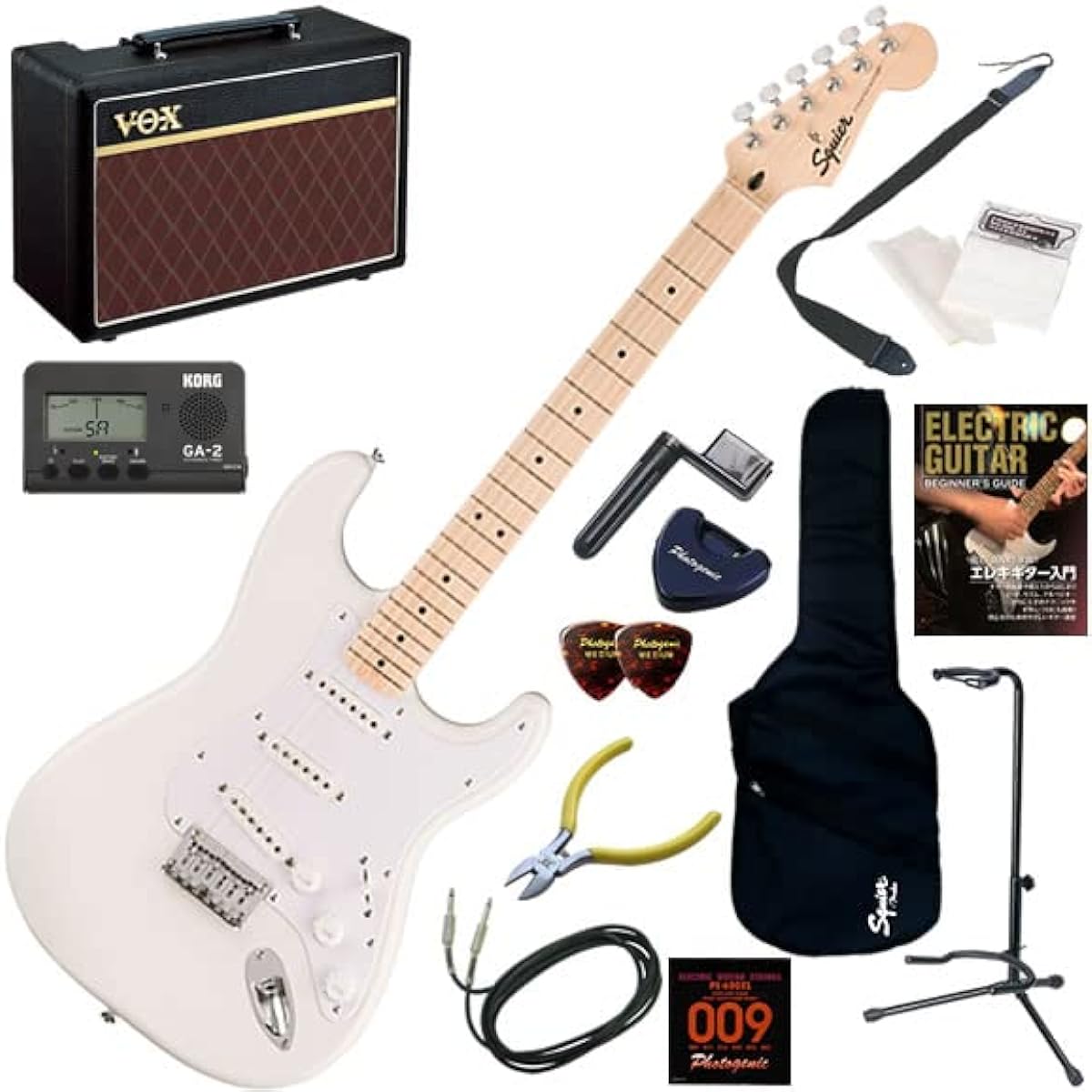 Squier electric guitar beginner's non-tremolo model, authentic 14-piece set including VOX Pathfinder10, Sonic Stratocaster HT/TOR (Torino Red)