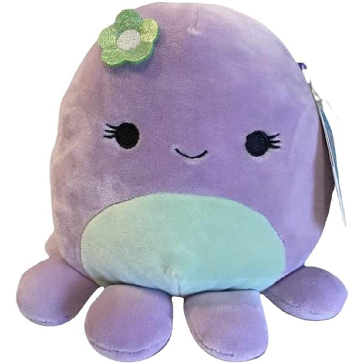Squishmallow Official Kellytoy Plush Sea Creatures Squad Squad Soft Stuffed Animals (Violet Octopus (Green Flower) 7"