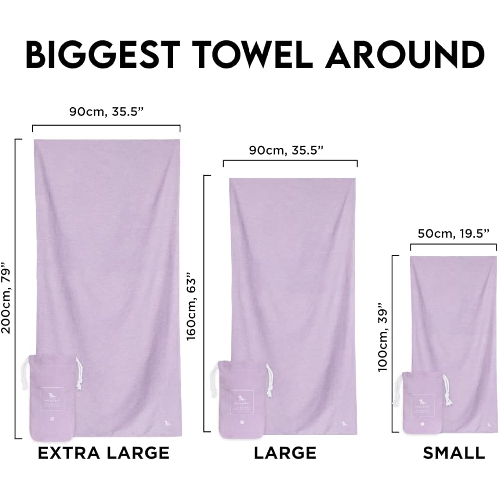 Dock & Bay Beach Towel - For Travel, Swimming, Camping, Holiday - Super Absorbent, Quick Dry, Sand Free - Compact, Lightweight - 100% Recycled Materials - Includes Bag