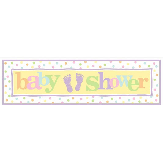 Amscan Adorable Baby Steps Giant Baby Shower Party Sign Banner, 65" x 20", Multicolor
