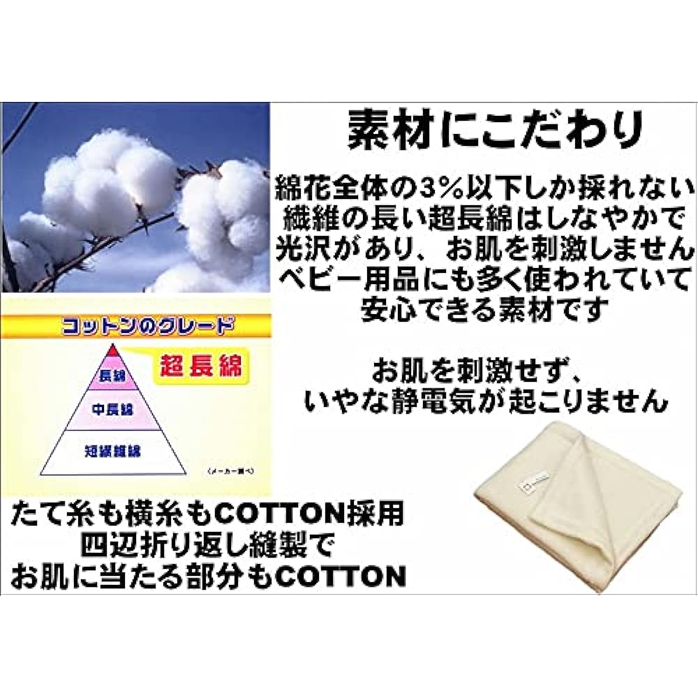 Ultimate Extra Long Cotton Tencel Blanket [Hemless] Official Mitsui Woolen Made in Japan Silk Touch Natural White TEN-303